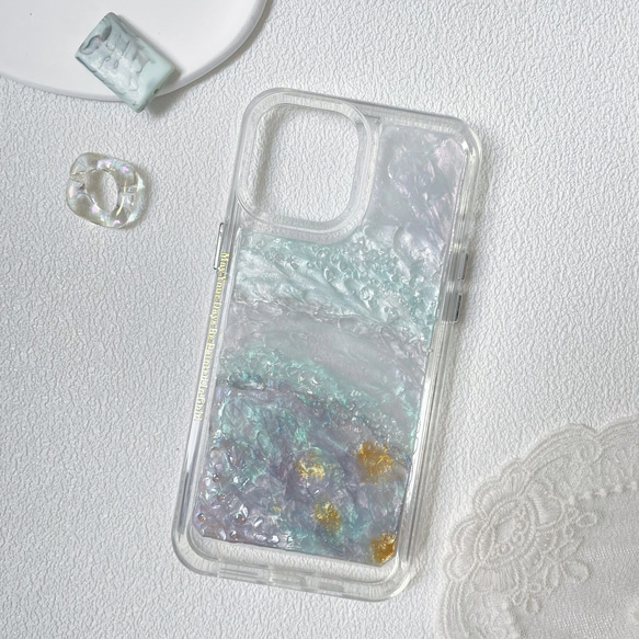 New!! スマホケース スマホリング 真珠 透明 iphoneケース オシャレ 可愛い 1枚目の画像