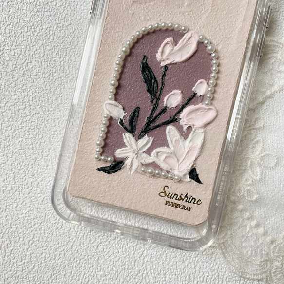 New!! スマホケース スマホリング 真珠 透明 iphoneケース オシャレ 可愛い 4枚目の画像
