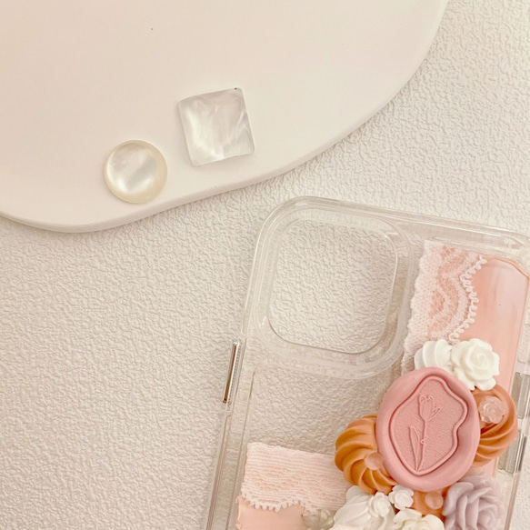 New!! スマホケース スマホリング 花柄 透明 iphoneケース オシャレ 可愛い 4枚目の画像