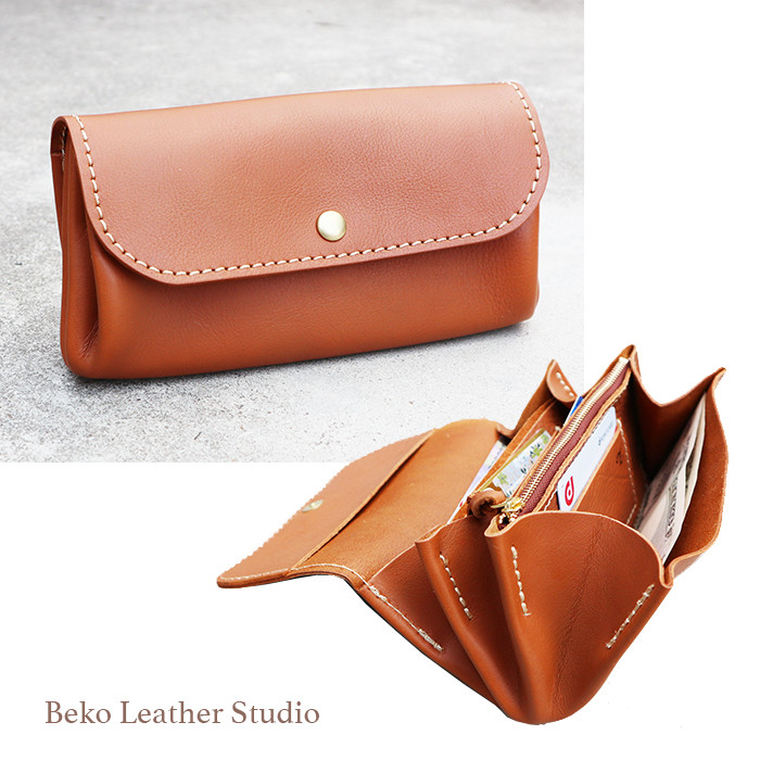 ジャバラに開く本革の長財布/大きな財布/マグネットボタン/jaba-mag