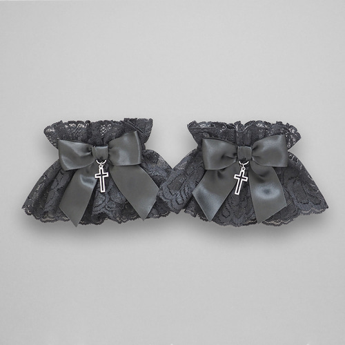 お袖留め 十字架 付けカフス 付け袖 クロスチャーム 地雷 ブラック