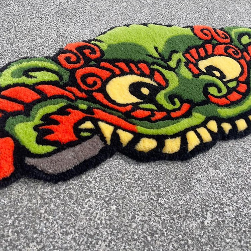 獅子頭 タフティング tufting インテリア ラグ タペストリー・壁掛け