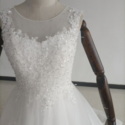 高品質！ウエディングドレス ホワイト Aライン エレガント レース 花嫁 編み上げ 結婚式 3枚目の画像