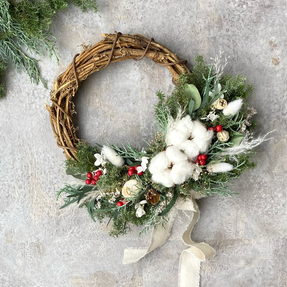 予約受付中 フレッシュグリーン クリスマスリース プリザーブド