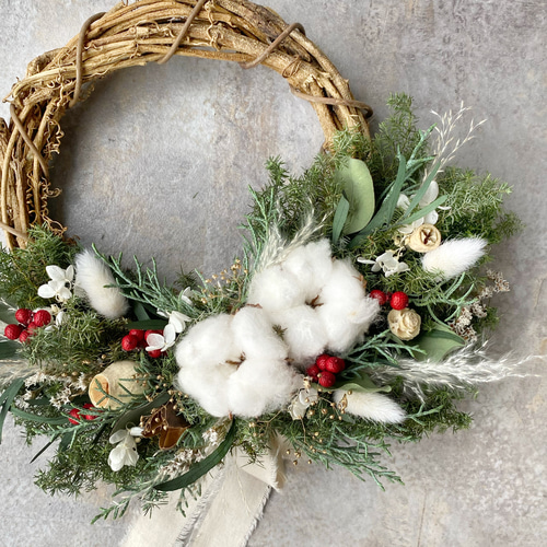 予約受付中 フレッシュグリーン クリスマスリース プリザーブド