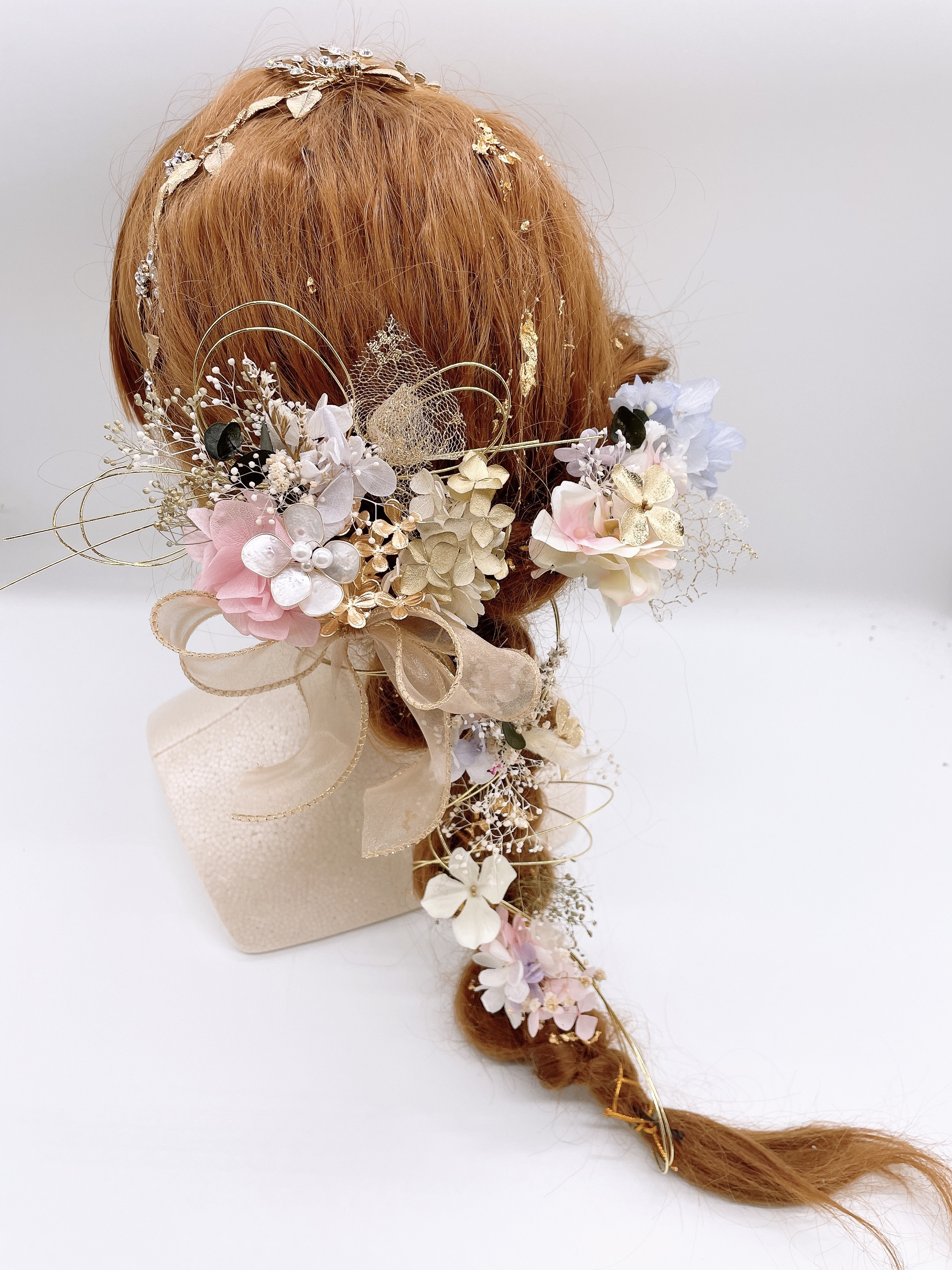 和装髪飾り　ヘッドドレス　水引×金箔×カチューシャ