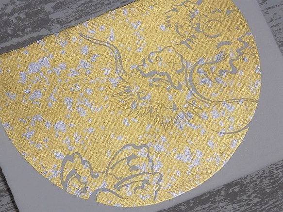 オーダー　２０２４年　干支　「龍」光琳龍図　純金箔押し　和紙製ポストカード　 4枚目の画像