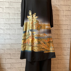 留袖リメイクワンピース❣️着やすい前開き　着丈123 留袖リメイクワンピース❣️着やすい前開き 着丈123