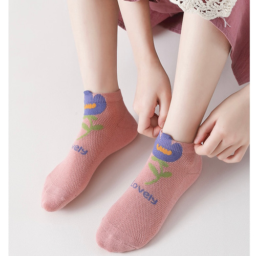 花柄 靴下 ソックス レディース 綿 個性的 5足セット 子供服