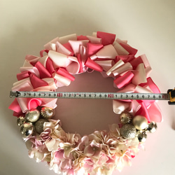 リボンリース　Tic Wreath  ピンク 玄関　リビング　ウェディング 4枚目の画像