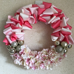 リボンリース　Tic Wreath  ピンク 玄関　リビング　ウェディング 2枚目の画像