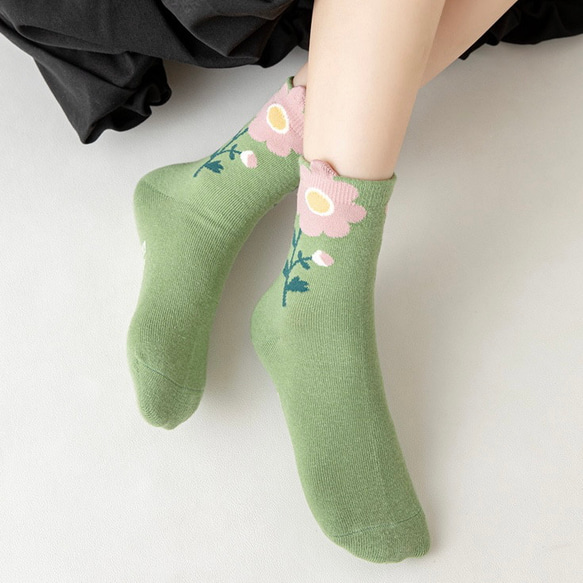 花柄　靴下 ソックス レディース 綿 個性的 5足セット 7枚目の画像