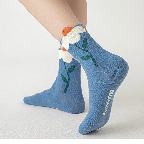 花柄　靴下 ソックス レディース 綿 個性的 5足セット 5枚目の画像