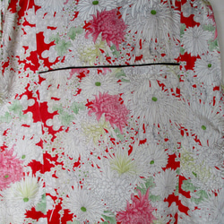 ７３７１　菊の花柄の着物で作ったベスト　＃送料無料 9枚目の画像