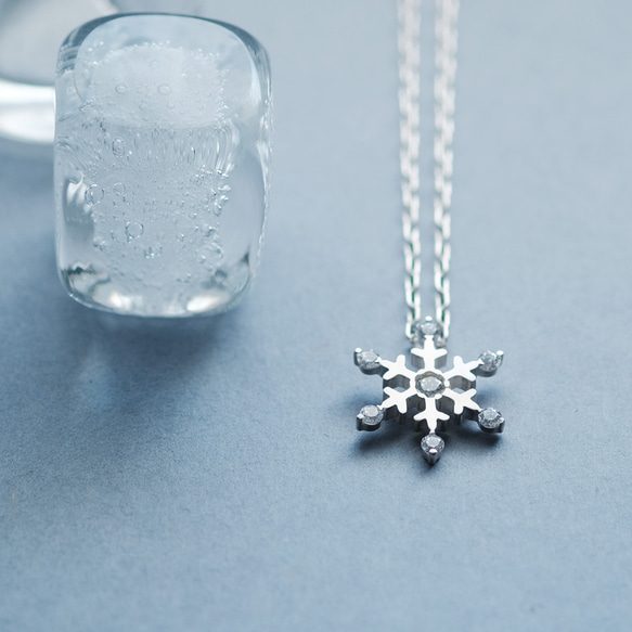 大ぶり 雪の結晶 ロング ネックレス シルバー925 ネックレス