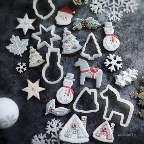 【オーダー用】15種類のクリスマスアイシングクッキー カッティングダイ オーダー用】15種類のクリスマスアイシングクッキー