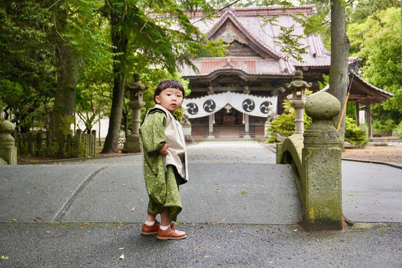 お客様専用 七五三着物&リバーシブル被布 753 レンタル 3歳 男の子（モリス柄 キッズ着物） 14枚目の画像