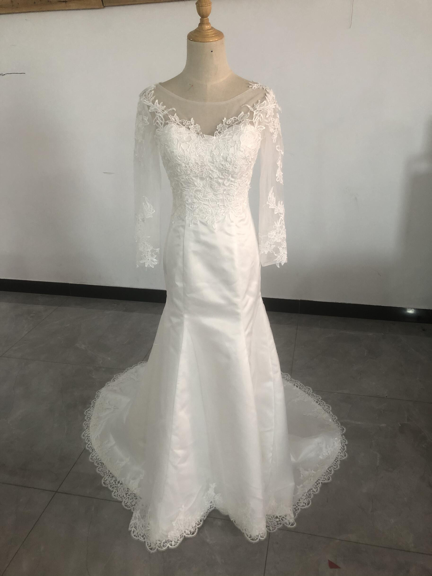 高品質！ウェディングドレス 純白 高级刺繍 シアーな美しさ 花嫁/ブライズメイド/結婚式/披露宴/