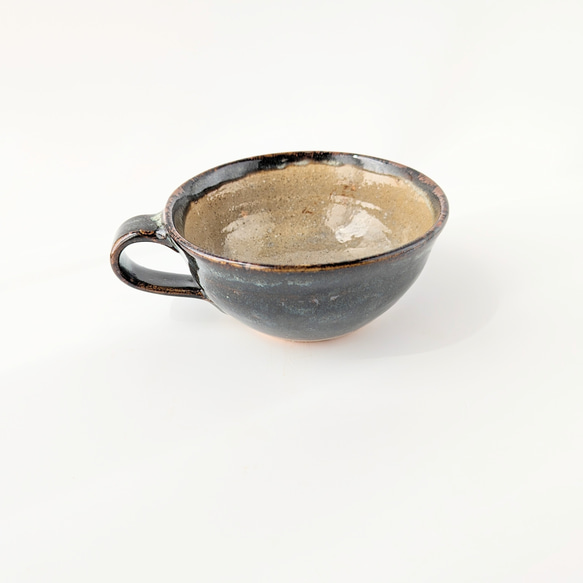 濃い色のスープカップ　【手仕事　民藝　和　陶器】 2枚目の画像
