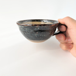 濃い色のスープカップ　【手仕事　民藝　和　陶器】 6枚目の画像