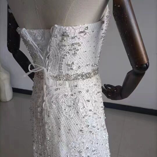 高品質！ ウェディングドレス 純白 ビジュードレス 結婚式/披露宴/花嫁/ブライズメイド