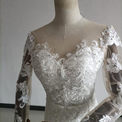 高品質！ ウエディングドレス 3D立体レース刺繍 マーメイドライン 人気上昇 結婚式/披露宴 9枚目の画像