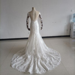 高品質！ ウエディングドレス 3D立体レース刺繍 マーメイドライン 人気上昇 結婚式/披露宴 15枚目の画像
