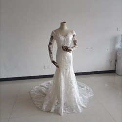 高品質！ ウエディングドレス 3D立体レース刺繍 マーメイドライン 人気上昇 結婚式/披露宴 3枚目の画像