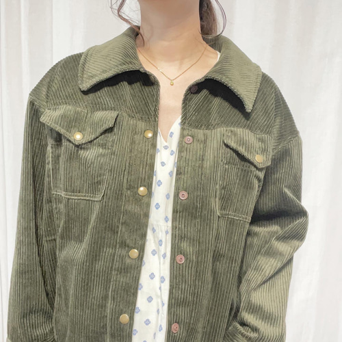 送料無料】コットンコーデュロイブルゾン【カーキ】 ジャケット