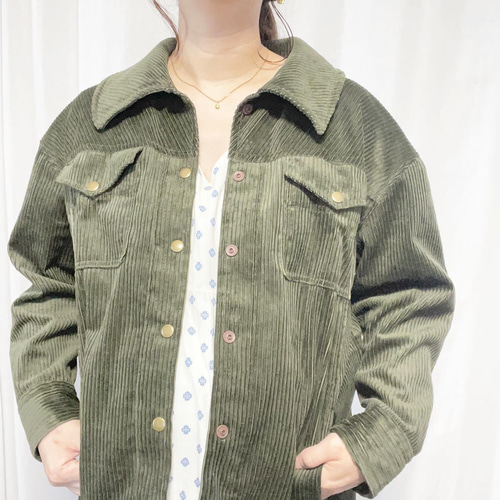 カーキ コーデュロイ ブルゾン 送料無料】コットンコーデュロイブルゾン【カーキ】 ジャケット