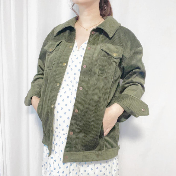 カーキ コーデュロイ ブルゾン 送料無料】コットンコーデュロイブルゾン【カーキ】 ジャケット