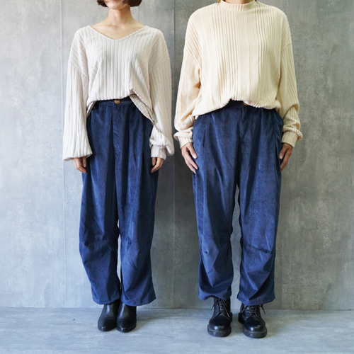 コーデュロイ パンツ ユニセックス ネイビー ロングパンツ