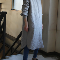 pullover long shirt/丸襟＊french linen100%　富士吉田染 7枚目の画像