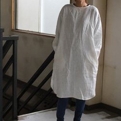 pullover long shirt/丸襟＊french linen100%　富士吉田染 13枚目の画像