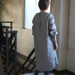 pullover long shirt/丸襟＊french linen100%　富士吉田染 9枚目の画像