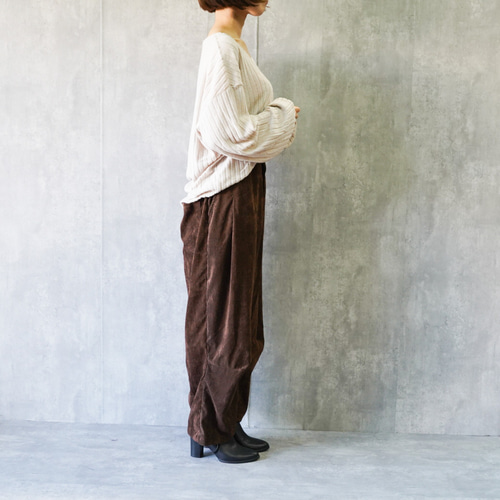 コーデュロイ パンツ ユニセックス チョコレート ブラウン ロング