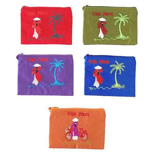 taran アオザイ 刺繍 ミニポーチ ベトナム 一点物 アクセサリー バッグ