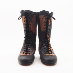 <受注生産>race up long boots <black+>/カンガルー革ほか/革靴/b01103multi 3枚目の画像