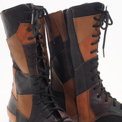 <受注生産>race up long boots <black+>/カンガルー革ほか/革靴/b01103multi 5枚目の画像