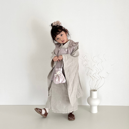 フラワーレース着物&リバーシブル被布set 七五三 3歳 女の子 753 フラワーレース着物&リバーシブル被布set 七五三 3歳 女の子 753