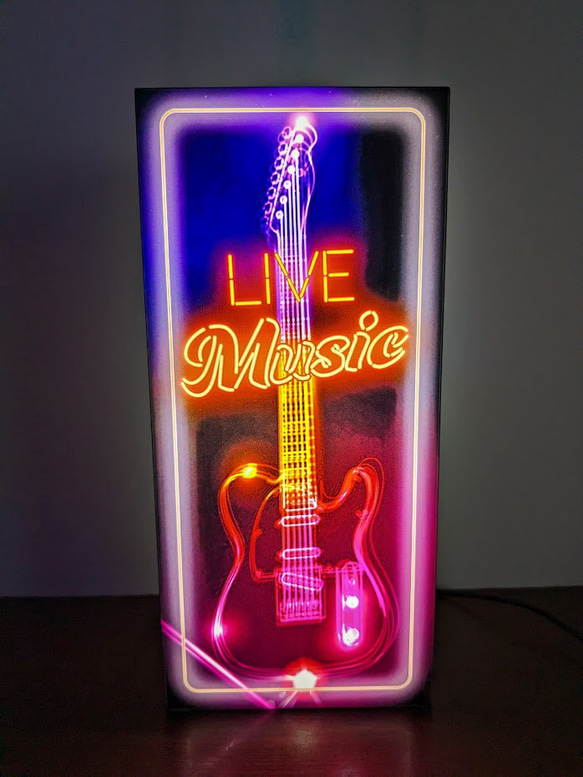 【Lサイズ】ライブ ミュージック エレキギター 楽器店 店舗 自宅 パーティー イベント 看板 置物 雑貨 ライトBOX 2枚目の画像