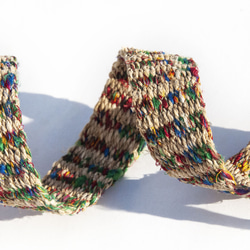 手織りのコットンとリネンのベルト、手織りのベルト - ヒッピーレインボースターストライプ、手撚りサリーシルク糸、クリスマス交換ギ 7枚目の画像