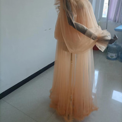 優雅なシルエット ウェディングドレス オレンジ 妊婦 ソフトチュール 結婚式/花嫁/ブライズメイド 5枚目の画像