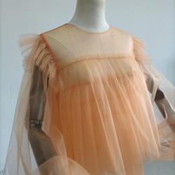 優雅なシルエット ウェディングドレス オレンジ 妊婦 ソフトチュール 結婚式/花嫁/ブライズメイド 6枚目の画像