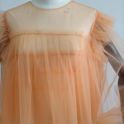 優雅なシルエット ウェディングドレス オレンジ 妊婦 ソフトチュール 結婚式/花嫁/ブライズメイド 4枚目の画像