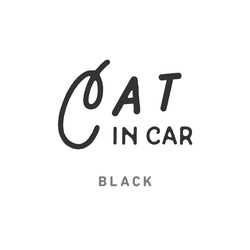 【車用】CAT IN CAR カッティングステッカー │ 筆記体タイプ 白黒２色展開 4枚目の画像