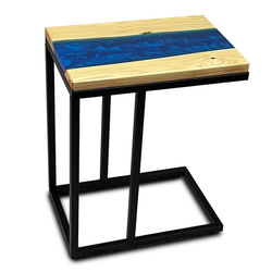 無垢板 ひのき 檜 天然木 サイドテーブル ソファーテーブル W:43cm×D:30cm×H:55cm レジン エポキシ 7枚目の画像