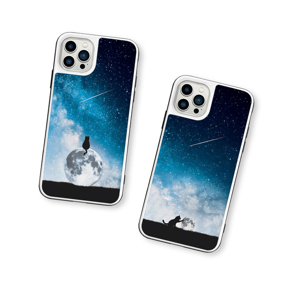 月と猫 version2.0 iPhoneケース 強化ガラスケース iPhone手機殼
