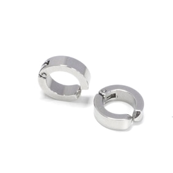 [2 件] 4mm*13mm 銠銀圓形夾式耳環耳夾手術不鏽鋼 第2張的照片
