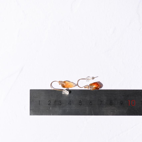 [獨一無二的商品] Citrine (黃水晶) 14kgf 鉤形耳環、原石、礦物、天然石、配件 (No.2407) 第5張的照片